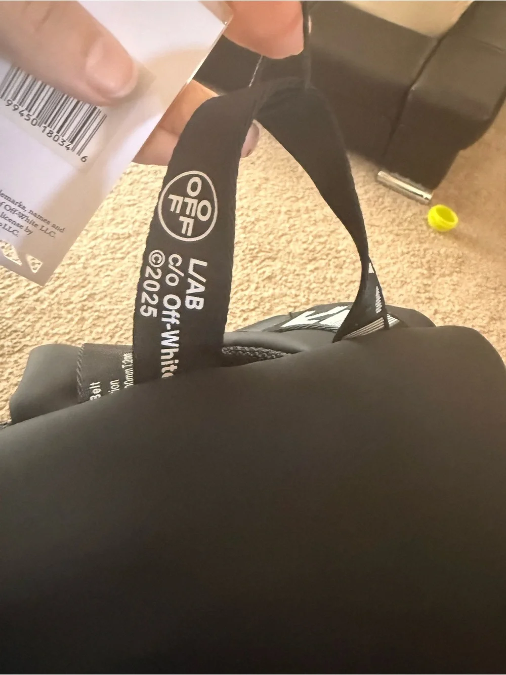 Off-White Black Backpack with White OFF Circle Logo